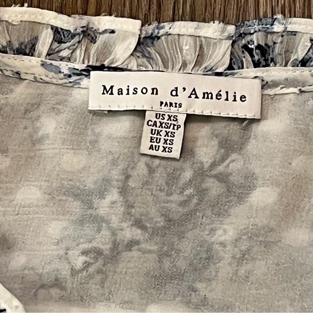 Maison ‘d Amelie Floral Tunic Blouse Womens Size XS Ruffled Peasant Cottagecore - Picture 5 of 16